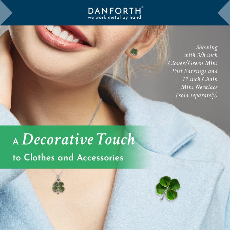 DANFORTH Four Leaf Clover Lapel Pin | Handcast Pewter Shamrock Lapel Pin, 3/4", Made in USA by Vermont Artisans | Lucky Irish Souvenir, St. Patricks Day Accessories - Image 5